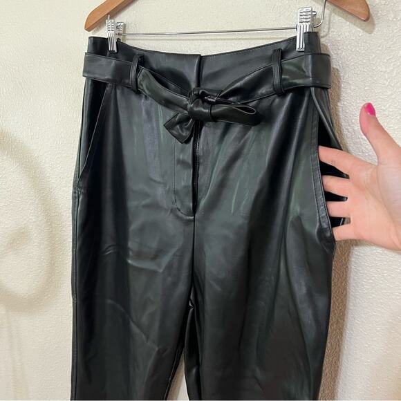 Peter Som black faux leather high rise pants 14 FLAWED - Picture 5 of 11